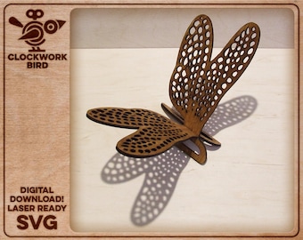 Dragonfly wings 3D jewelry stand / organizer, desktop decoration - Unique laser cut file