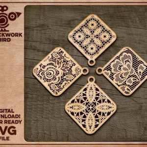 Square Lace Earrings SVG: Vintage-Inspired Laser Cut Designs