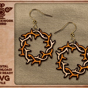 Crown of Thorns or thorn wreath pendant / keychain - Unique laser cut file