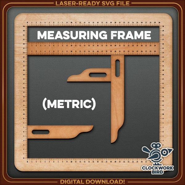 Marco de medición con regla deslizante y tres calibres deslizantes (métrico/cm) - Archivo único cortado con láser
