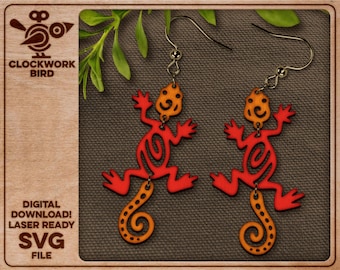 Elven lizard earrings - Unique laser cut file