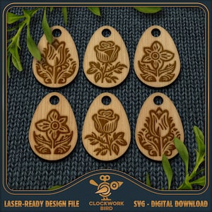 Ensemble de marqueurs de point floral SVG pour crochet et tricot (tulipe, rose, jonquille) - fichier unique découpé au laser