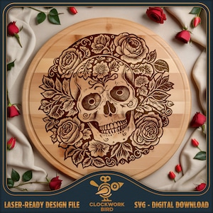 Cutting board SVG / charcuterie board laser file: Mexican skull, Chopping Board Design file for laser engraving