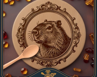 Grappig capibara ovaal barok portret SVG – humoristisch lasergravureontwerp