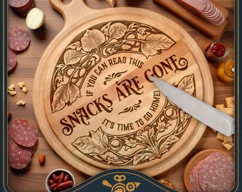 Snacks Are Gone SVG, runde Charcuterie-Platine-Laser-Datei - Lazy Susan Design für die Lasergravur