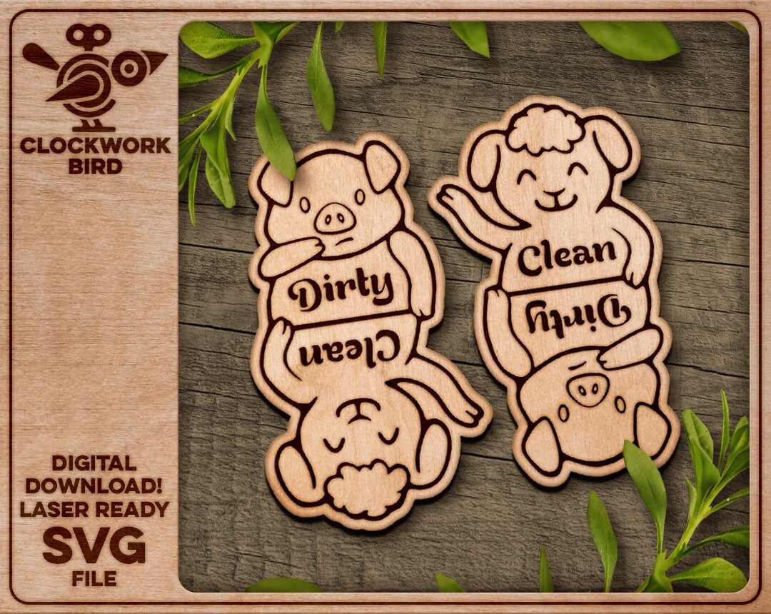 Dishwasher Dirty / Clean Magnet - Laser Cut File - Etsy