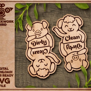 Dishwasher dirty / clean magnet - Laser cut file