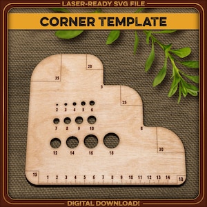 Rounded corner template / guide for crafters - Unique laser cut file