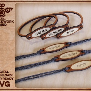 Bracelet / jonc en bois avec inscription. Ajoutez votre propre texte ! - Fichier unique découpé au laser