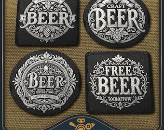 Posavasos de cerveza estilo granja en formato SVG, estilo vintage, con frases divertidas (descarga digital)