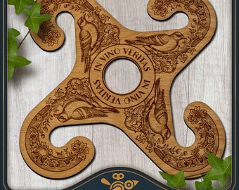 Wine Caddy SVG Laser File: Intricate Birds Ornament (Digital Download)