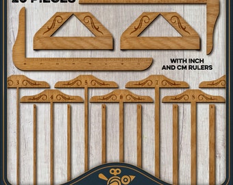 Bookbinding ruler set (20 pieces) - SVG laser files for book binders