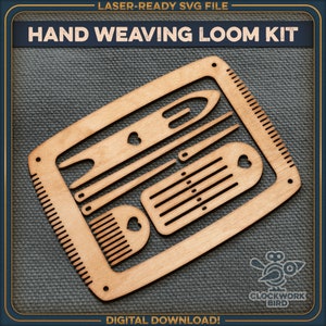 Hand weaving kit: frame loom, rigid heddle, comb, shuttle and needles