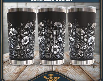 Wildflower Meadow Tumbler Wrap SVG: Vintage Laser Engraving File (20oz)