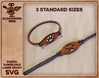 Dog Paw Friendship Bracelet SVG - Laser Cut File, Multiple Sizes