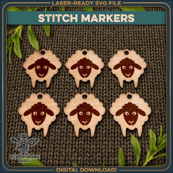 Sheep stitch markers for crocheting & knitting - Unique laser cut file