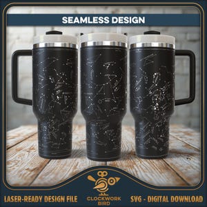 Vintage Star Chart Tumbler Wrap SVG, Hand-Plotted Constellation Map Engraving File for 40oz