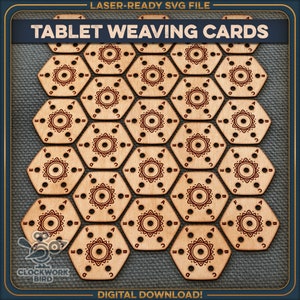 Hexagon weaving card set for tablet weaving (7 holes)