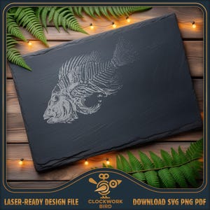 Prehistoric Fish Fossil Laser Cut File - Slate Engraving Vector