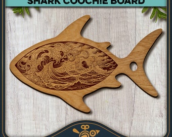 Shark Coochie Board - Stormy ocean. Cutting board SVG / charcuterie board laser file for cutting and engraving