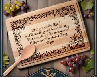 Kitchen Prayer - Rectangular Cutting Board SVG / charcuterie board laser file - Vintage style design for laser engraving