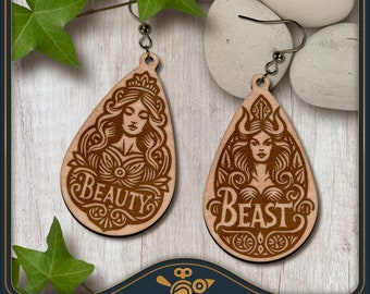 Beauty & Beast Earrings SVG: Laser Cut File (Digital Download)