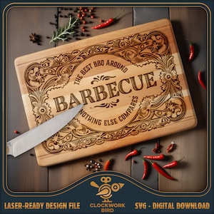 The Best Barbecue - BBQ-bord SVG / snijplank laserbestand - vintage stijl ontwerp voor lasergravure