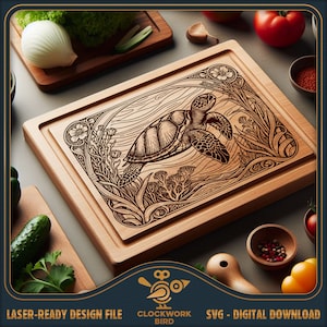 Snijplank SVG / charcuteriebord laserbestand: zeeschildpad - snijplank Ontwerpbestand voor lasergravure
