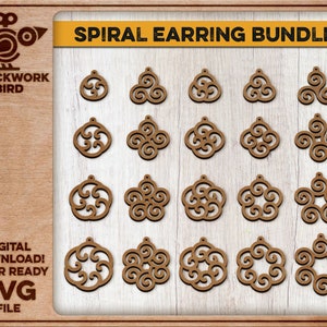 Celtic spiral earring bundle (20 designs) - Unique laser cut file