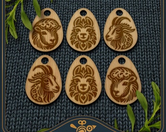 Woolly Animals Stitch Marker SVG Set for crocheting & knitting (sheep, llama, goat) - Unique laser cut file