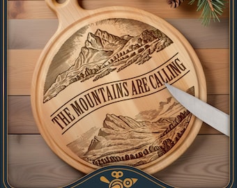 Charcuterie Board Design: Mountain Scene (Round Lazy Susan SVG)