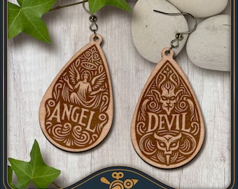 Angel & Devil Earrings SVG: Laser Cut File (Digital Download)