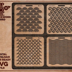 Sashiko Stencil Kit: Traditional Wave Pattern (SVG Digital Download)