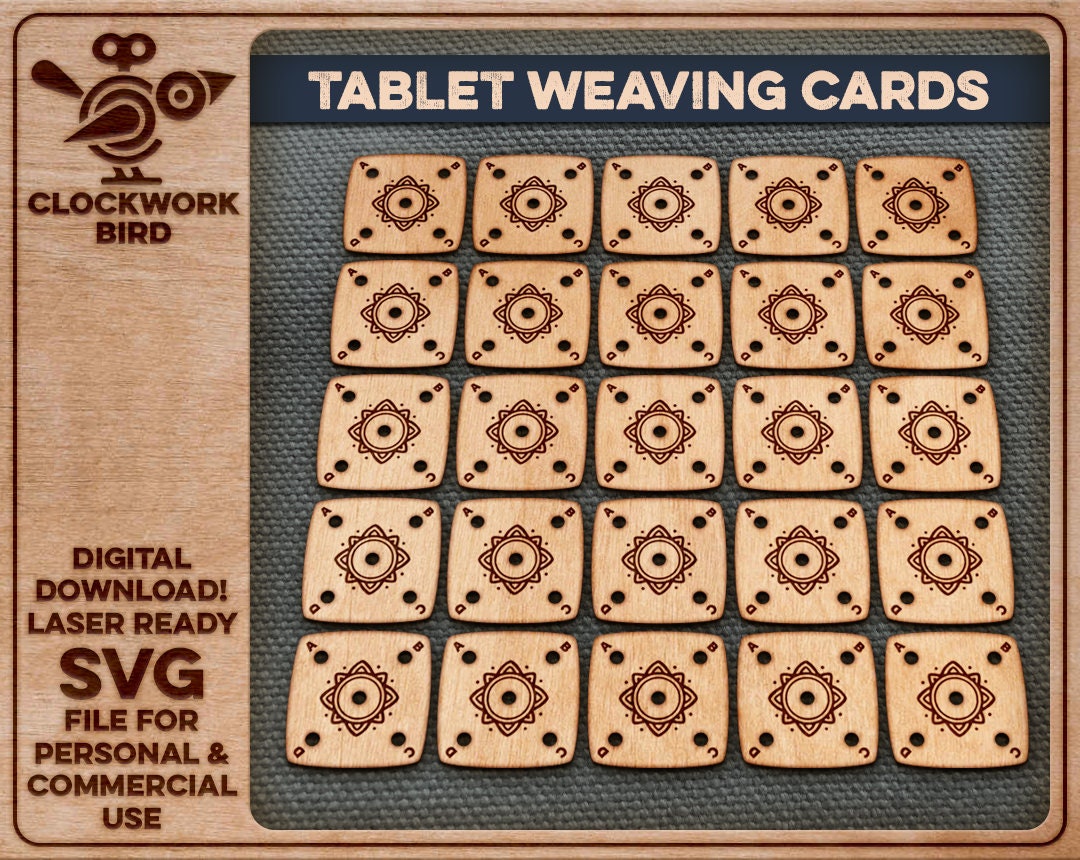 5 Hole Maple Set of 24 Tablet Weaving Cards 