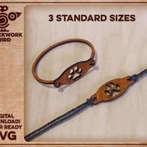 Hondenvriendschapsarmband/-armband met poot/voetafdruk - uniek lasergesneden bestand