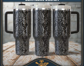 Paisley Damask 40oz Tumbler Wrap SVG, Laser Engraving File