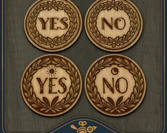 Yes/No Coin SVG Laser File: Vintage Style Decision Tokens