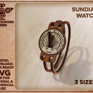 Sundial wristwatch / bracelet - Unique laser cut file