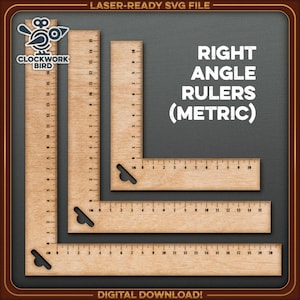 Right Angle Ruler Set: Vintage Style, 3 Metric Sizes