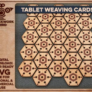 Hexagon Tablet Weaving Cards - Medieval Viking Pattern, 7 Holes
