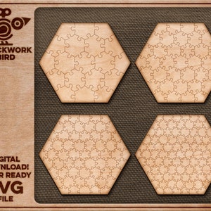 Jigsaw puzzle templates: Hexagonal 2 - Unique laser cut file