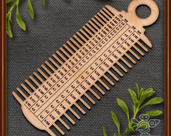 Material thickness gauge / kerf tool (inch and millimeter) - Custom design for laser cutting and engraving