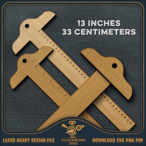 T-Ruler SVG Laser Cut File, 13 Inch / 33 cm T-Square (Digital Download)