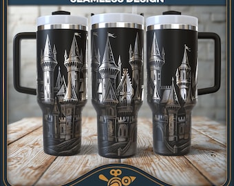Tumbler Wrap SVG: Fairy Tale Castle - Vintage Laser Cut Design