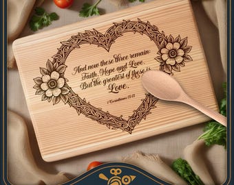 Tablero de Fe, Esperanza y Amor SVG, Estilo Vintage (Archivo para Corte y Grabado Láser)