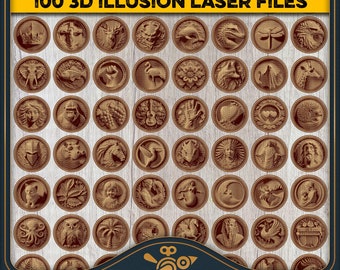 3D Illusion Laser SVG Files: 100 Plaque & Coaster Designs (Digital Download)