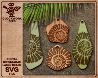 Ammonite fossil earrings - Unique laser cut file