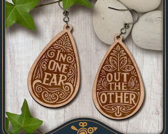 Teardrop Earrings SVG: Vintage Engraved Design (Laser Cut Digital File)