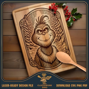 Christmas Goblin Dekoratives Schneidebrett SVG / Charcuterie Brett Laser-Datei - Vintage-Stil Design für die Lasergravur