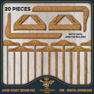 Bookbinding Ruler Set - 20 Engraved Tools for Accurate Measuring